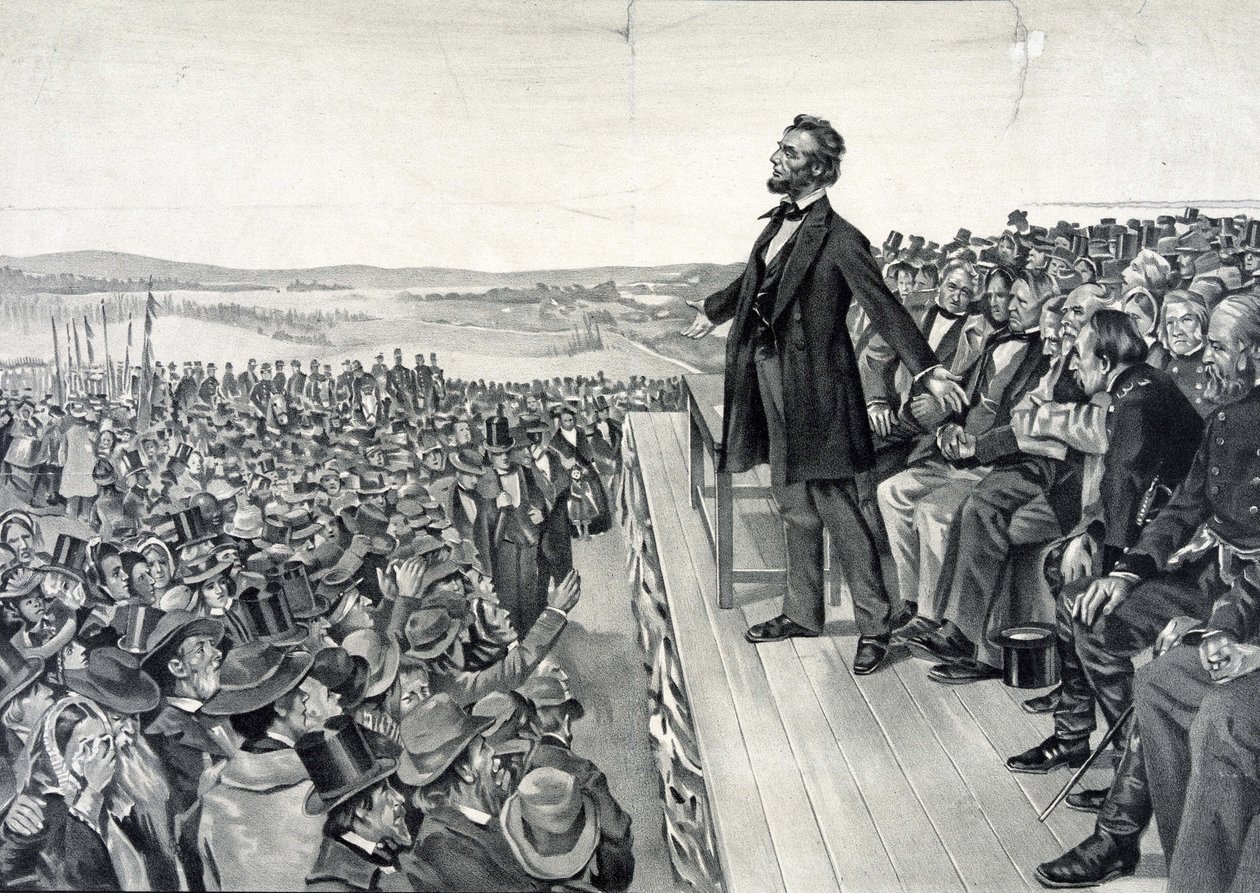 Abraham Lincoln håller sitt berömda tal den 19 november 1863 av Artist Unknown