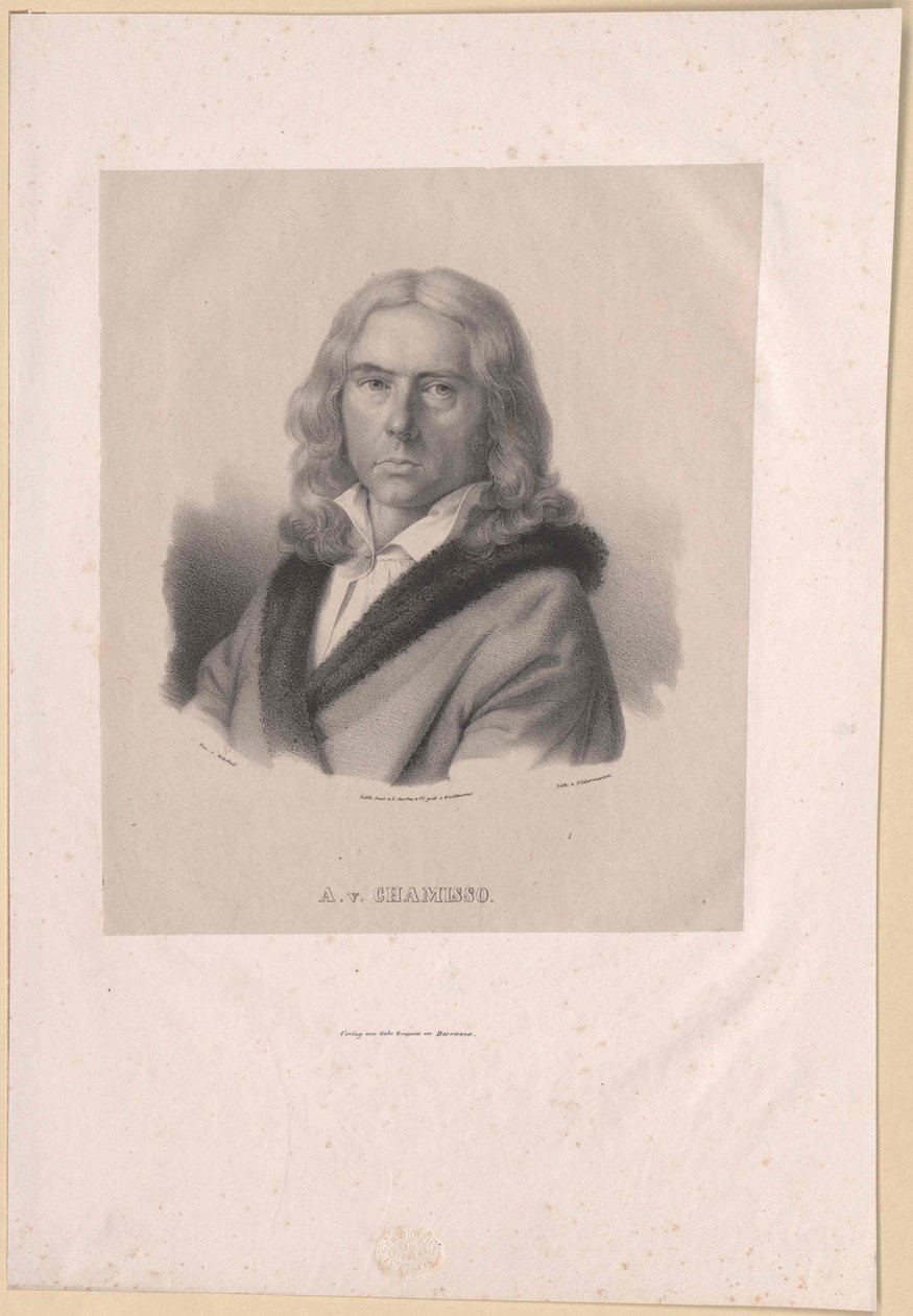 Adelbert von Chamisso (tryck) av Artist Unknown