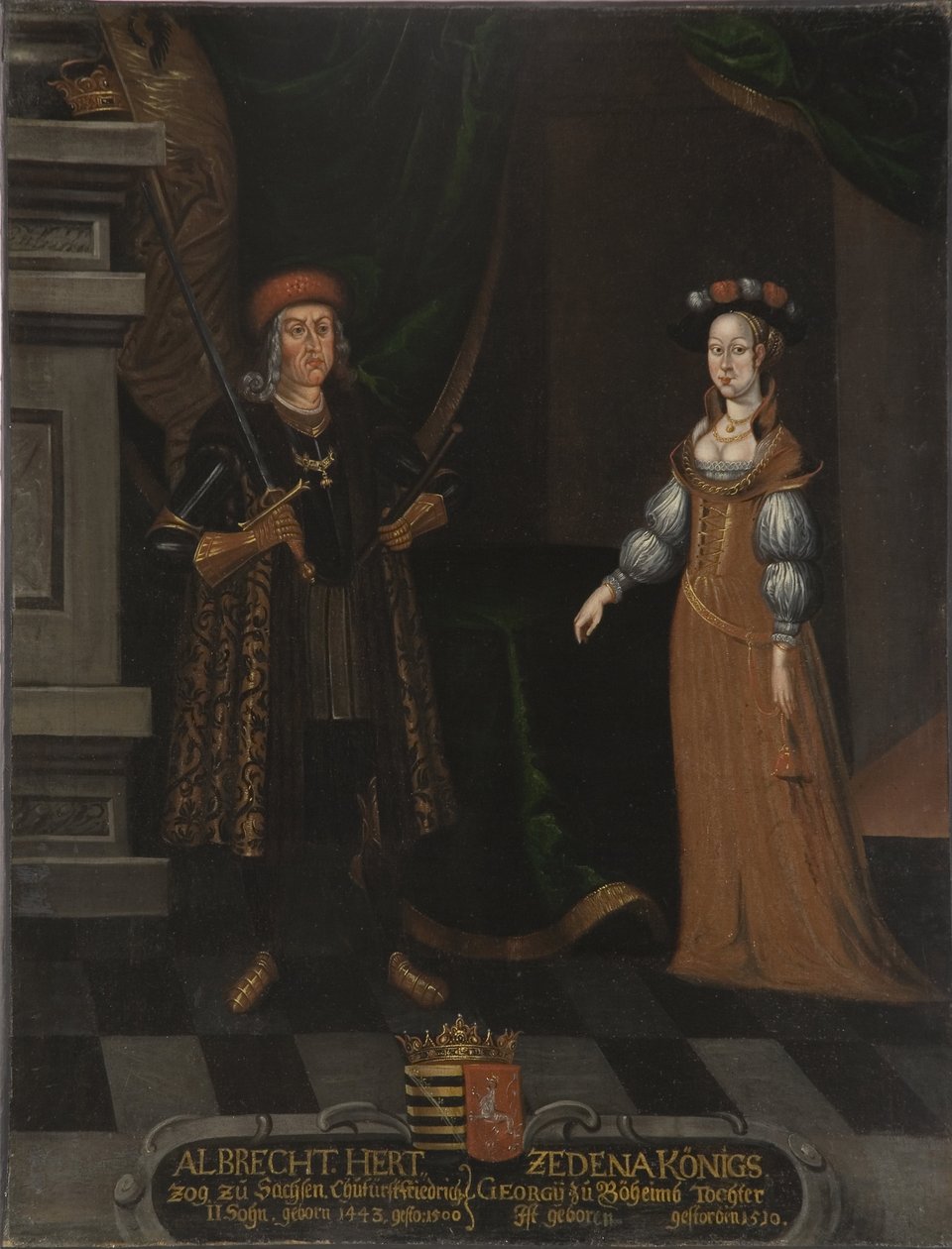 Albert III av Sachsen, känd som den orädde, och Sidonie de Boheme (Zdena de Podebrady) (olja på duk) av Artist Unknown