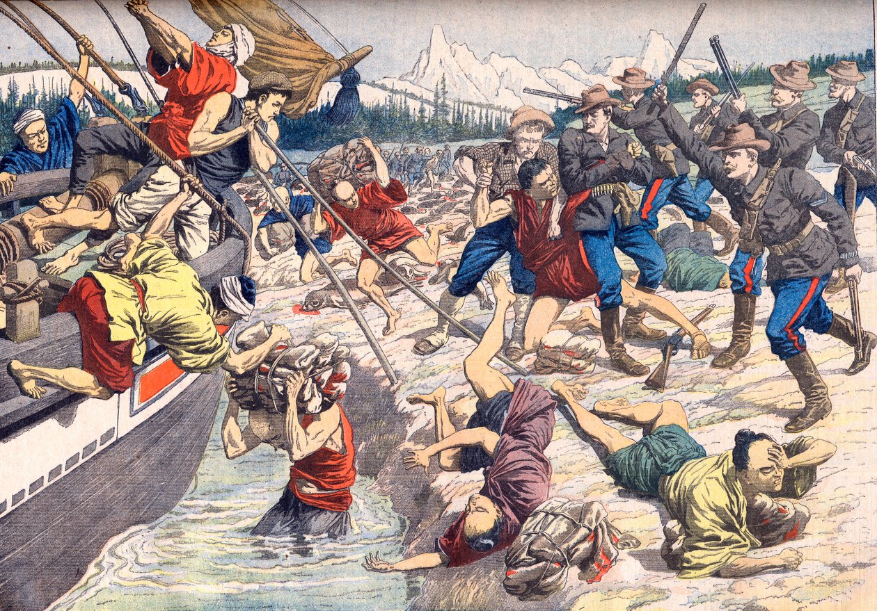 Aleuterna: Blodig konflikt mellan japaner och amerikaner på Aleuterna av Artist Unknown