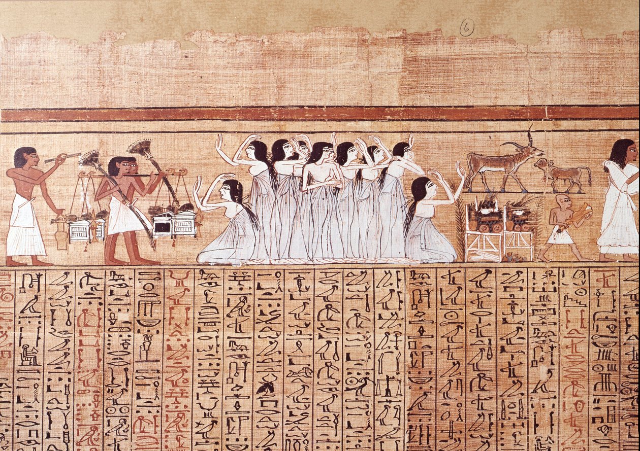 Konst Egypten: den gråtande. Kollegiet liknar papyrusen från Ani, från Thebe av Artist Unknown