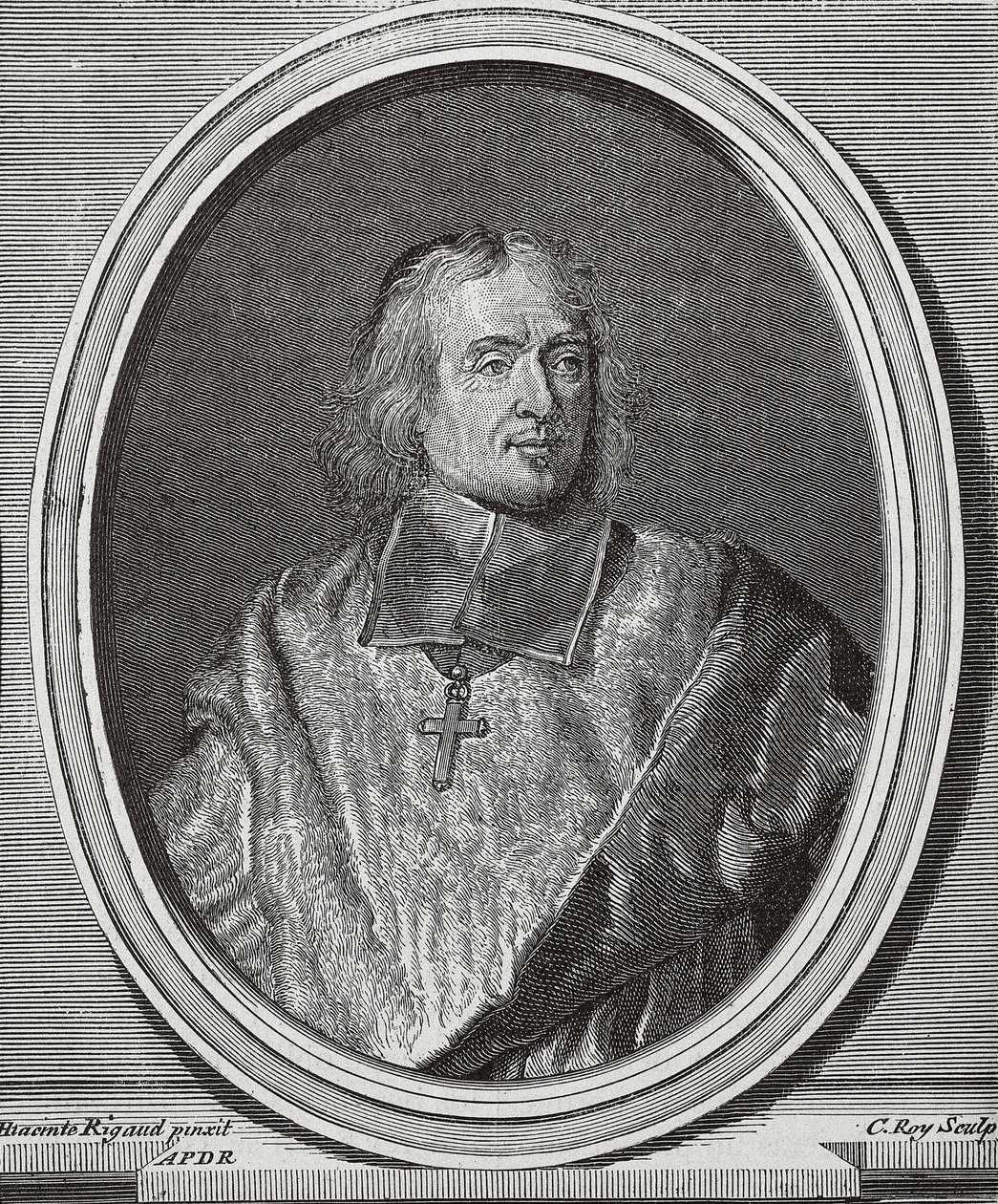 BOSSUET, Jacques-Benigne (1627-1704). Engelsk teolog och biskop. Porträttkopia från originalet av Hyacinthe Rigaud. Gravyr av Artist Unknown