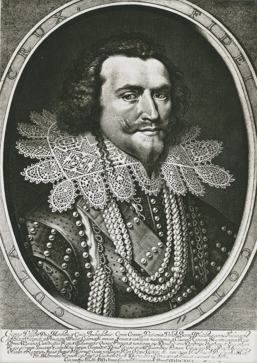 BUCKINGHAM, George Villiers, hertig av (1592-1628). Brittisk politiker, James I:s och Charles I:s favorit. Etsning. av Artist Unknown