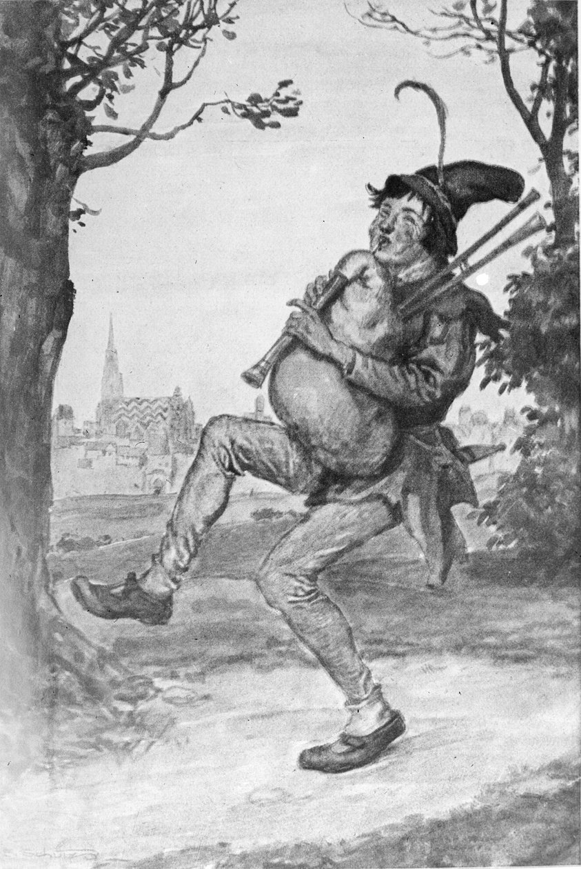 Säckpipor blåser Kärleken Augustin av Artist Unknown