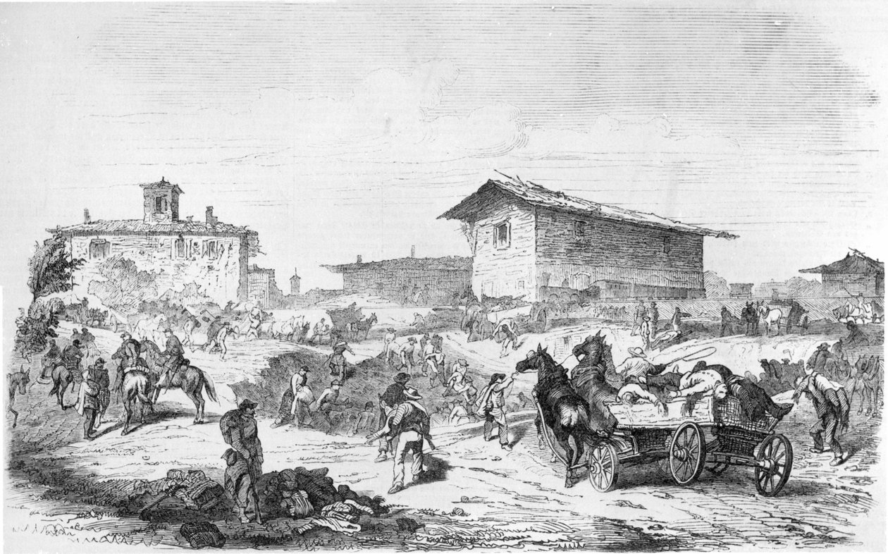 Slaget om den grundläggande fuchsin 1859 av Artist Unknown