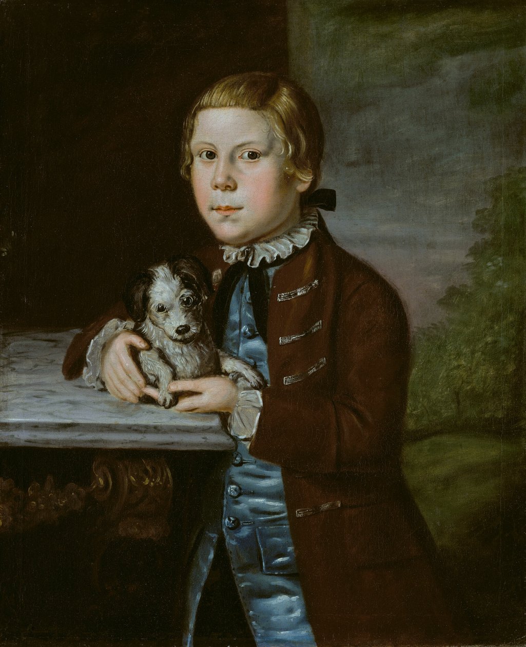Pojke från familjen Hallett med hund av Artist Unknown