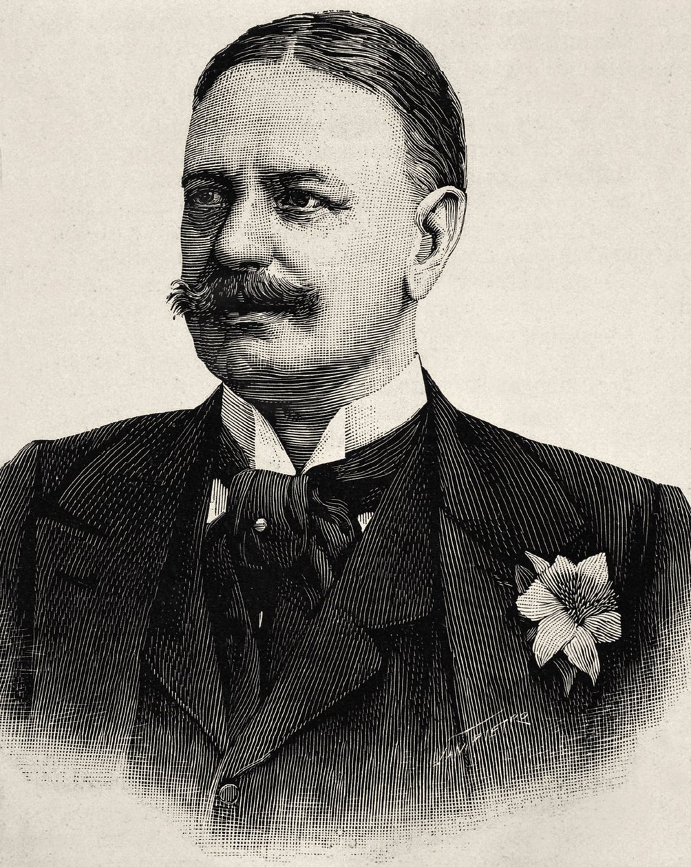 BueLow, Bernard von (1849-1929). Kansler i det romerska riket (1900-1909). Etsning av Artist Unknown
