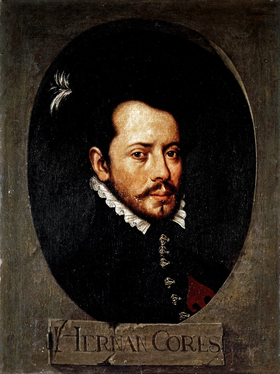 CORTES Hernan ( 1485-1547). Spansk erövrare av Mexiko (olja på duk) av Artist Unknown
