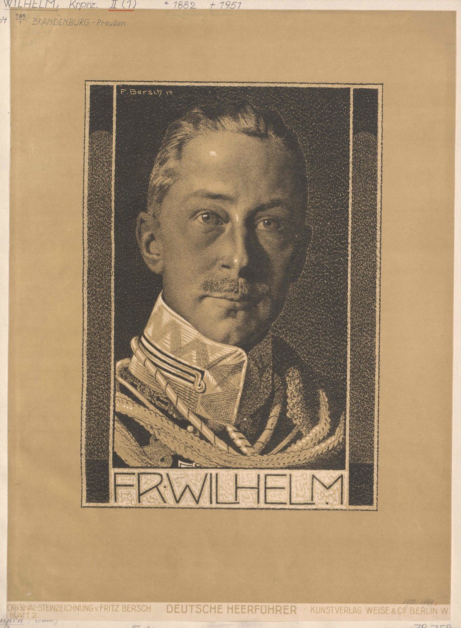 Kronprins av Tyska kejsardömet och Preussen Wilhelm (tryck) av Artist Unknown