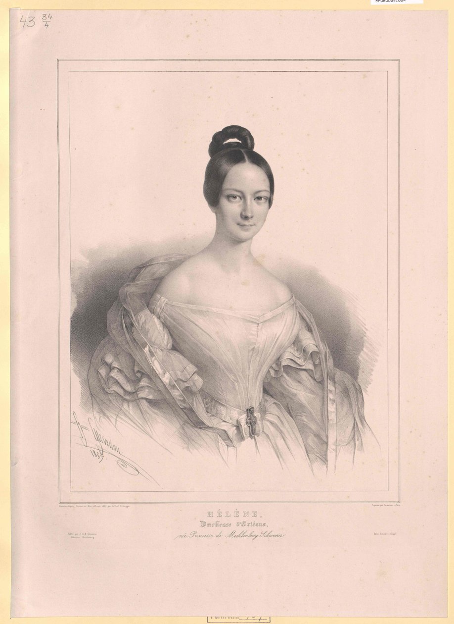 Hertiginna av Mecklenburg-Schwerin Helen av Artist Unknown
