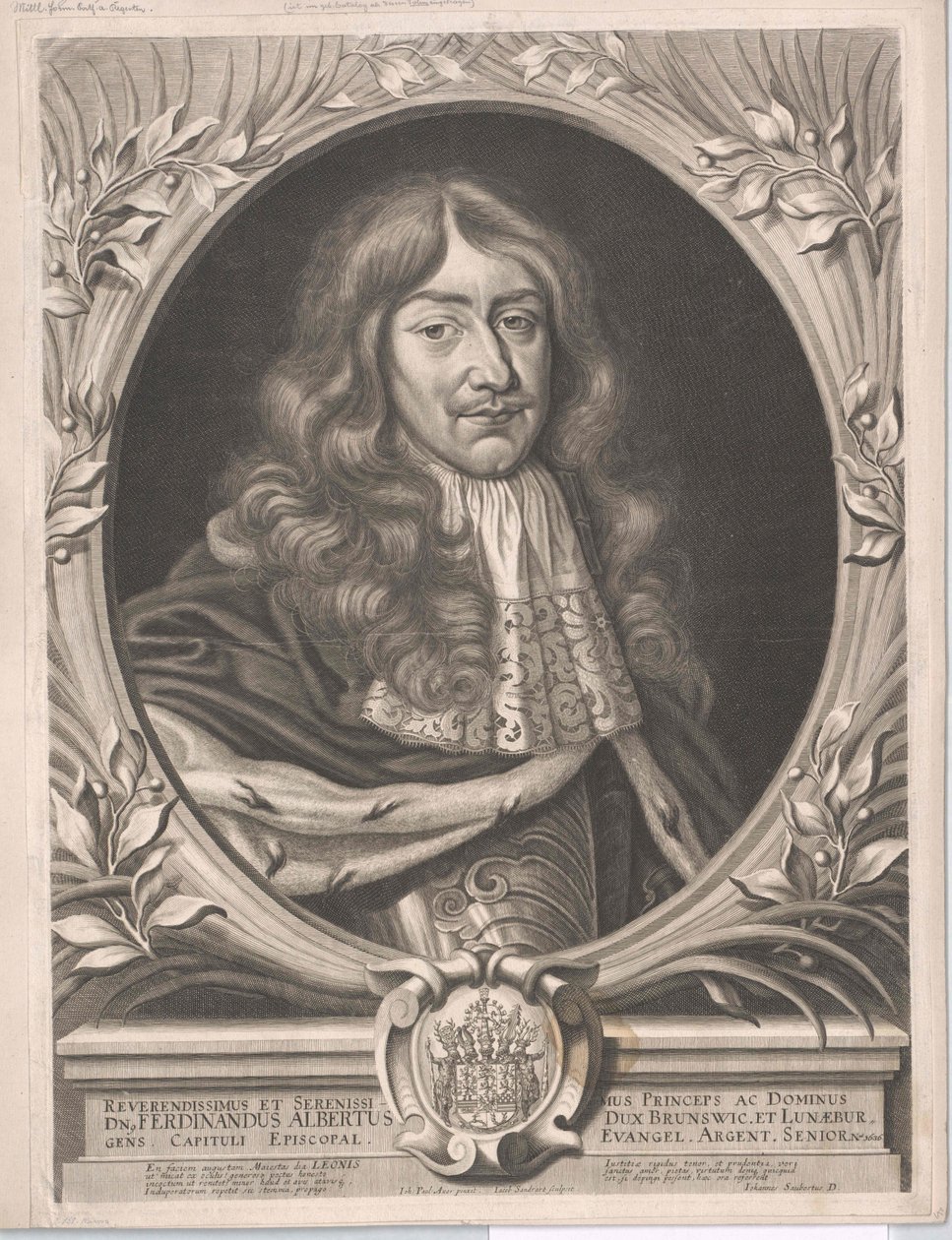 Hertigen av Brunswick-Wolfenbuettel Ferdinand Albert II (tryck) av Artist Unknown