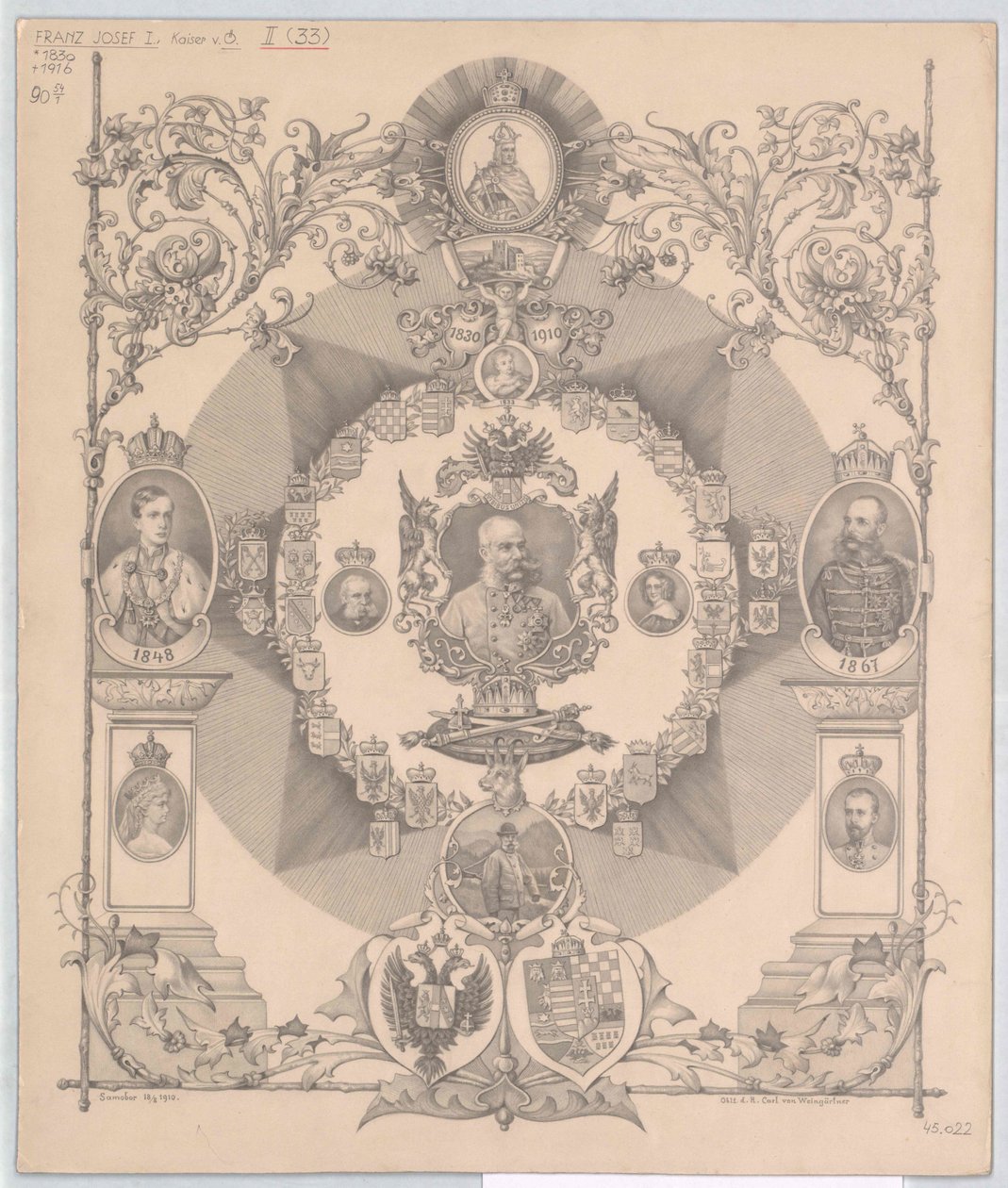 Kejsaren av Österrike Franz Joseph I (tryck) av Artist Unknown