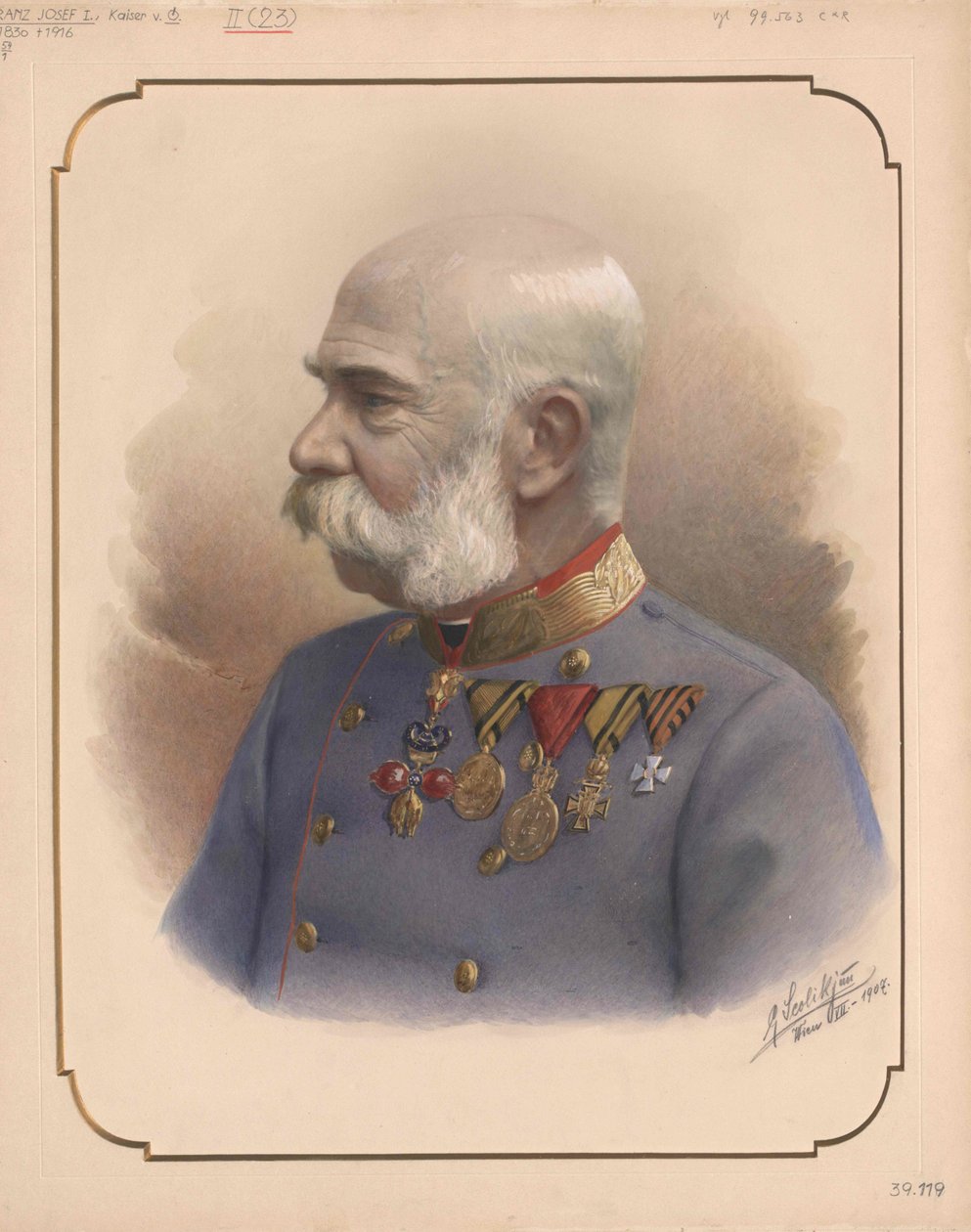 Kejsaren av Österrike Franz Joseph I (tryck) av Artist Unknown