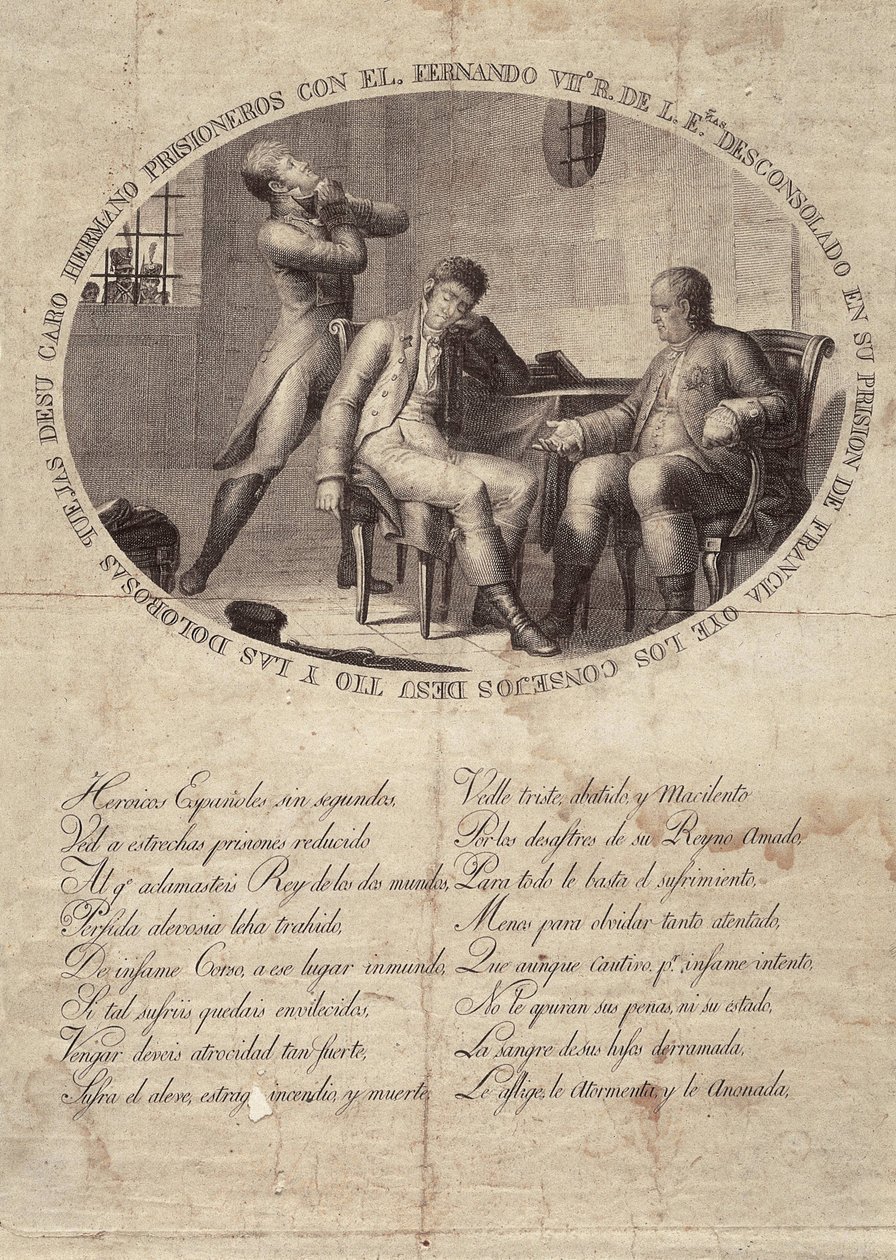 FERDINAND VII av Spanien (1784-1833). Kung av Spanien (1808-1833). Fernando VII:s fångenskap i Frankrike. Etsning. SPANIEN. ANDALUSIEN. CADIZ. San Fernando. Kommunala historiska museet av Artist Unknown