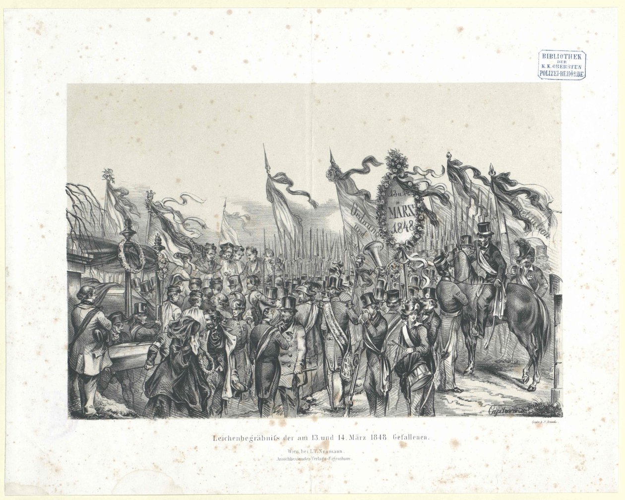 Begravning av den den 13 och 14 mars 1848 person som dödats i strid av Artist Unknown