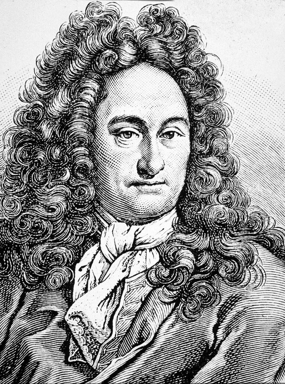 G W Leibniz Gottfried Wihlem (gravyr) av Artist Unknown