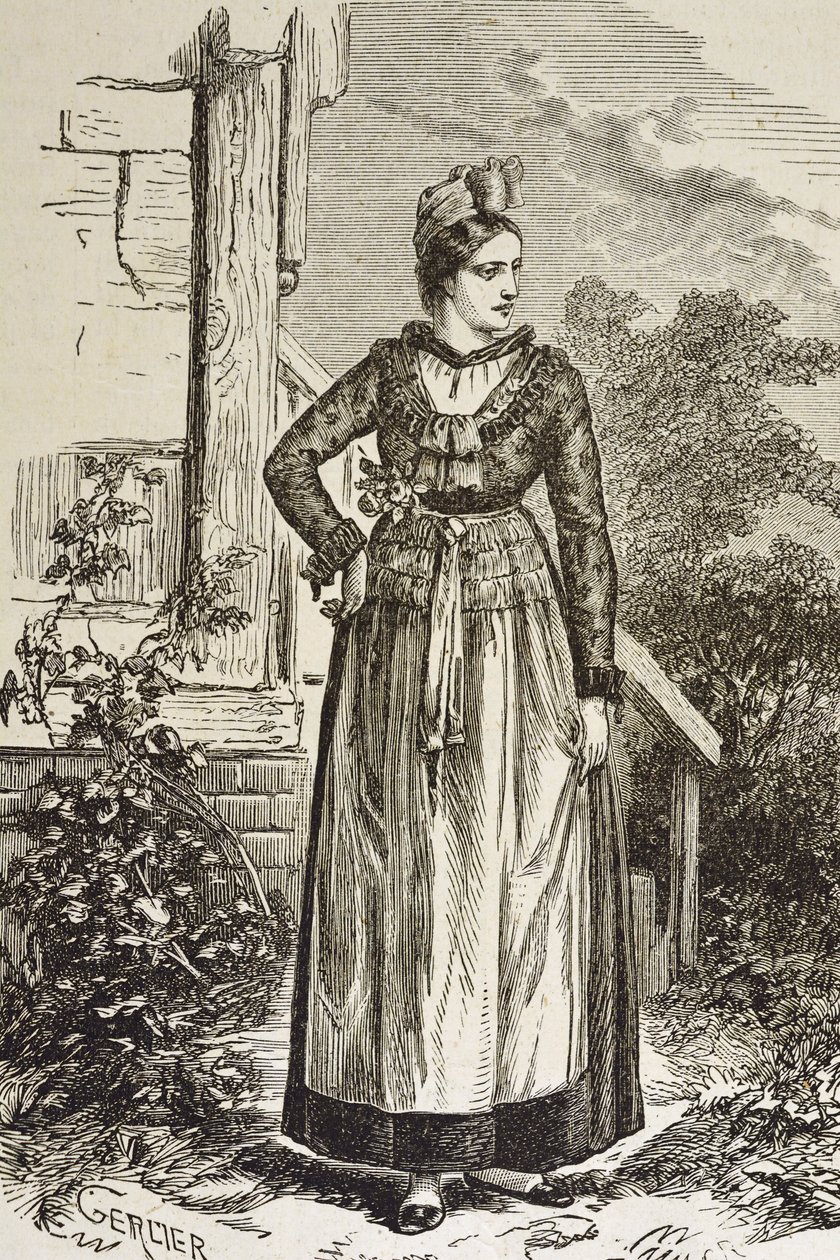 Tyskland (C19th). Samhälle (1879). Alsace. Kvinnor i regionen. Just nu innehas Alsace av den tyska riksdagen (1871-1918). Gravyr. Privat samling av Artist Unknown