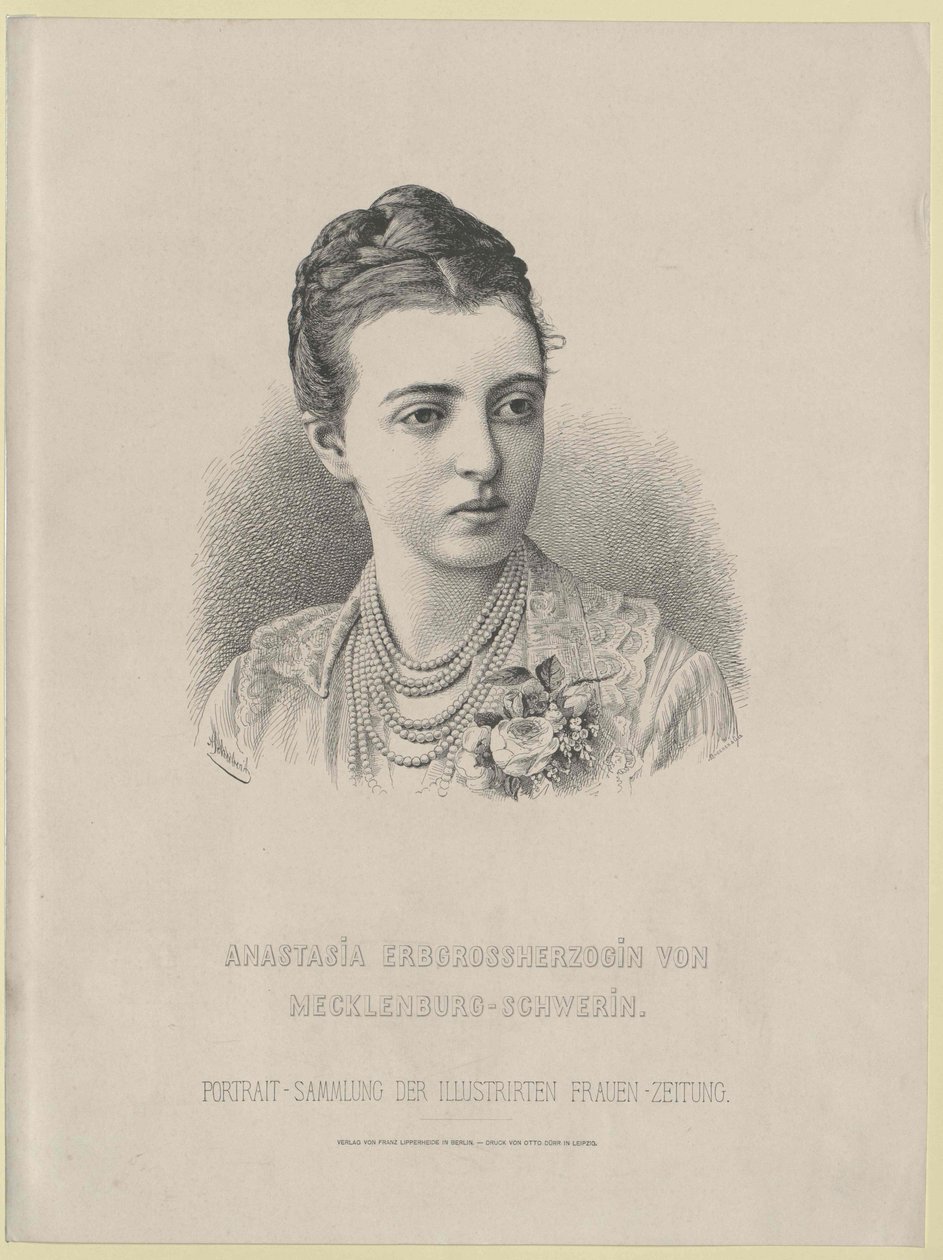 Storfurstinnan av Ryssland Anastasia Mikhailovna av Artist Unknown