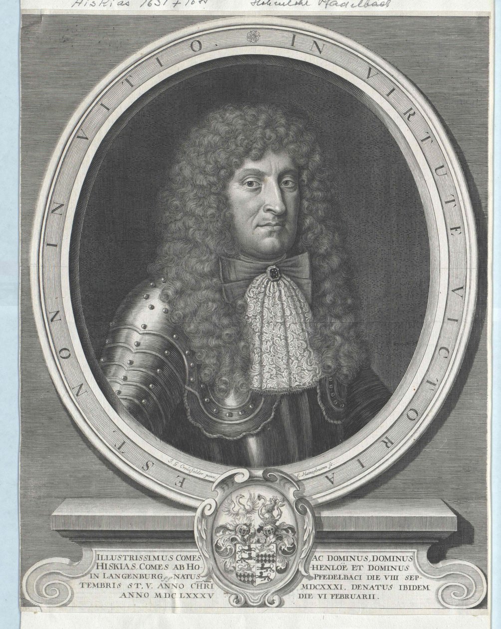 Hiskia greve Hohenlohe-Waldenburg-Pfedelbach av Artist Unknown