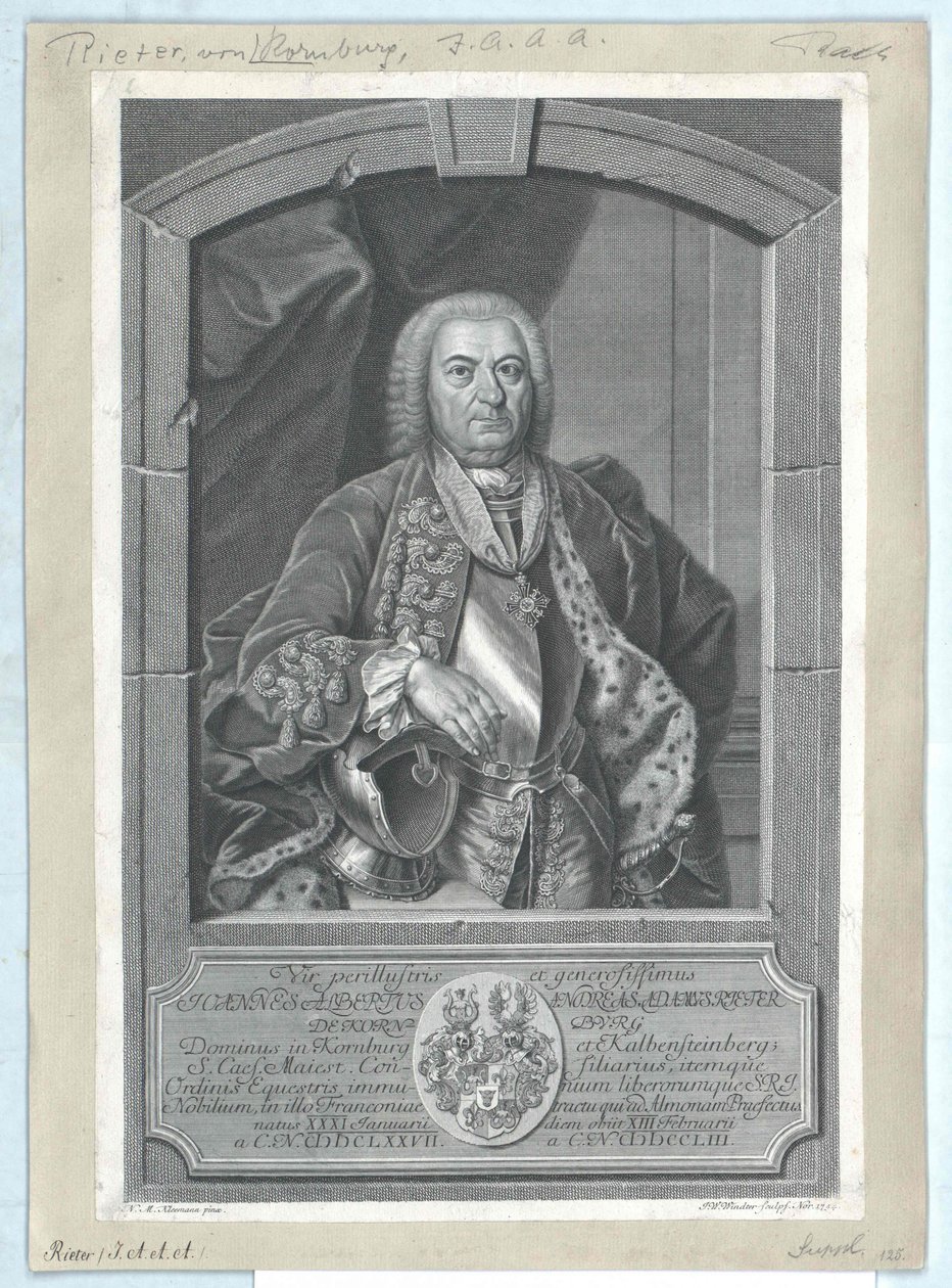 Johann Albrecht Andreas Adam Rieter von Kornburg och Kalbensteinberg av Artist Unknown