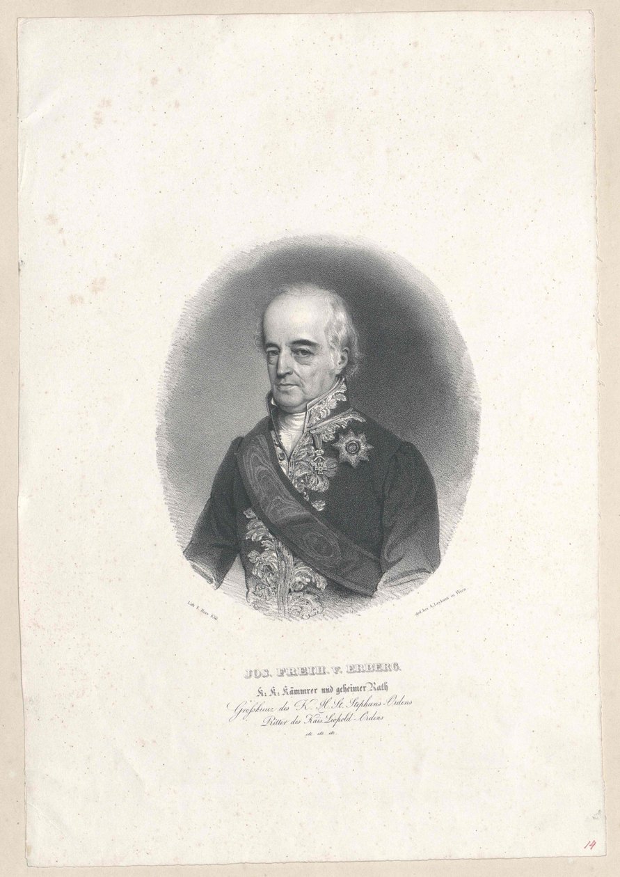 Joseph Augustin baron von Erberg av Artist Unknown