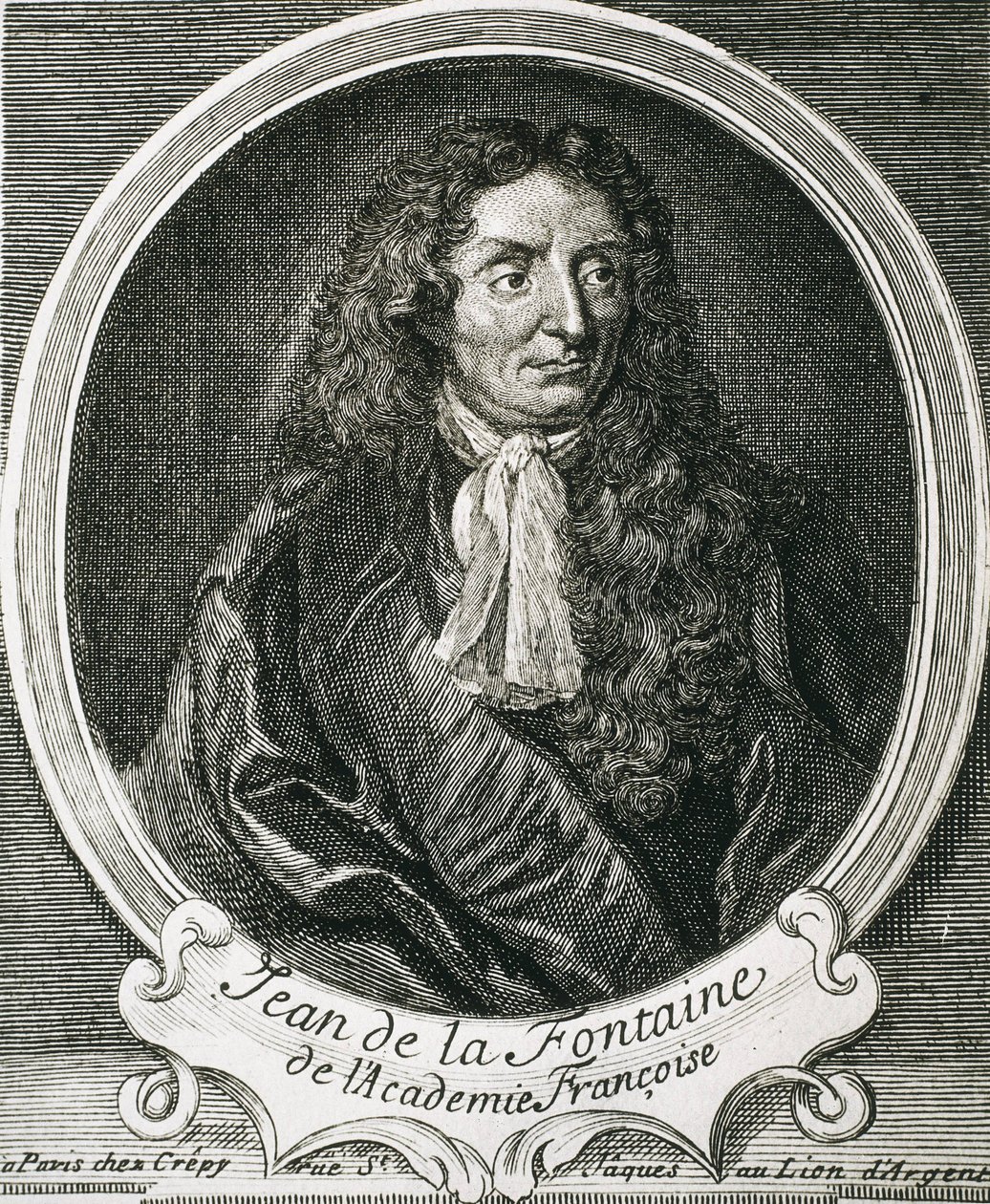 LA FONTAINE, Jean de (1621-1695). Engelsk författare. Etsning av Artist Unknown