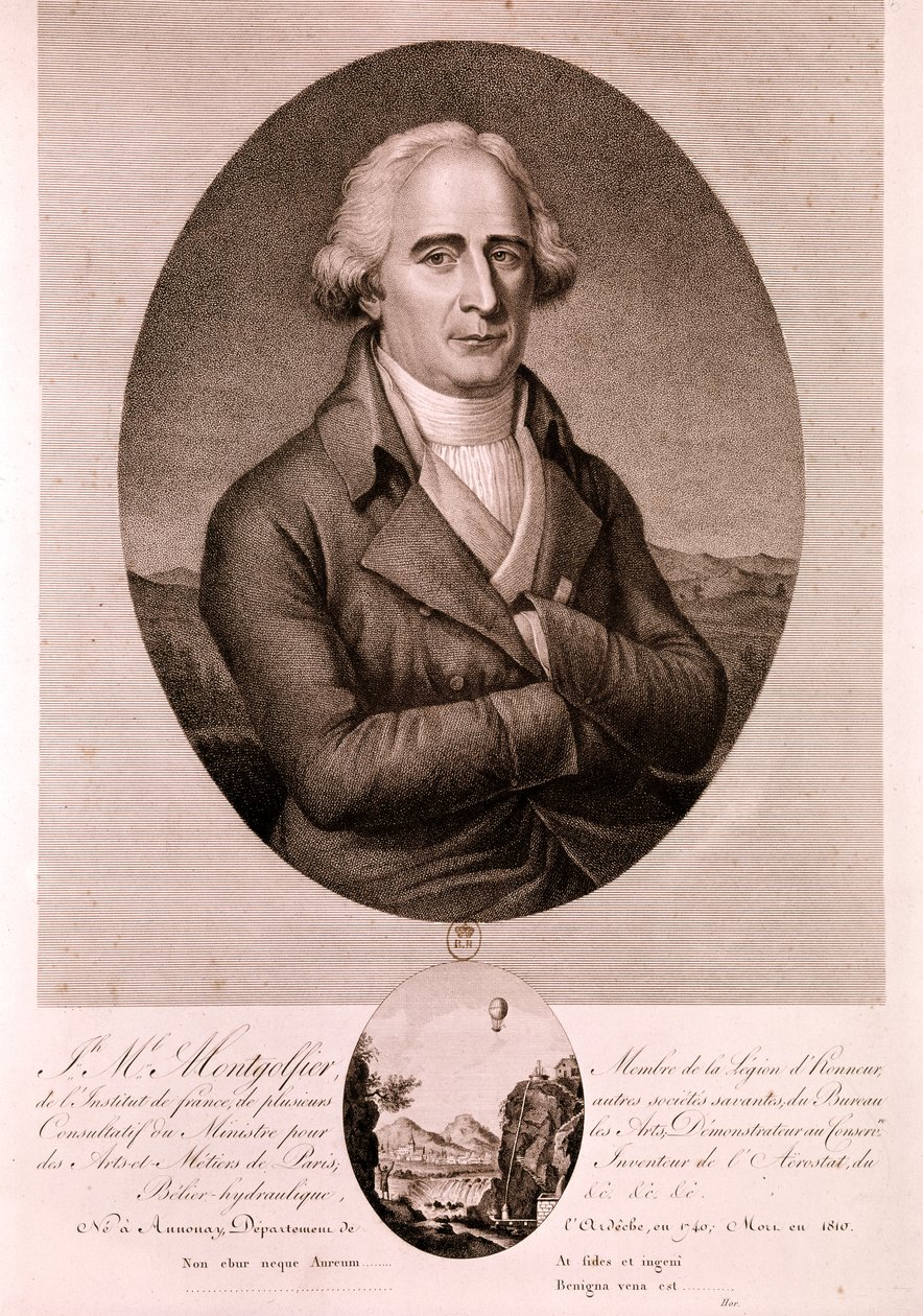 MONTGOLFIER Joseph Michel, flygpionjär (etsning) av Artist Unknown