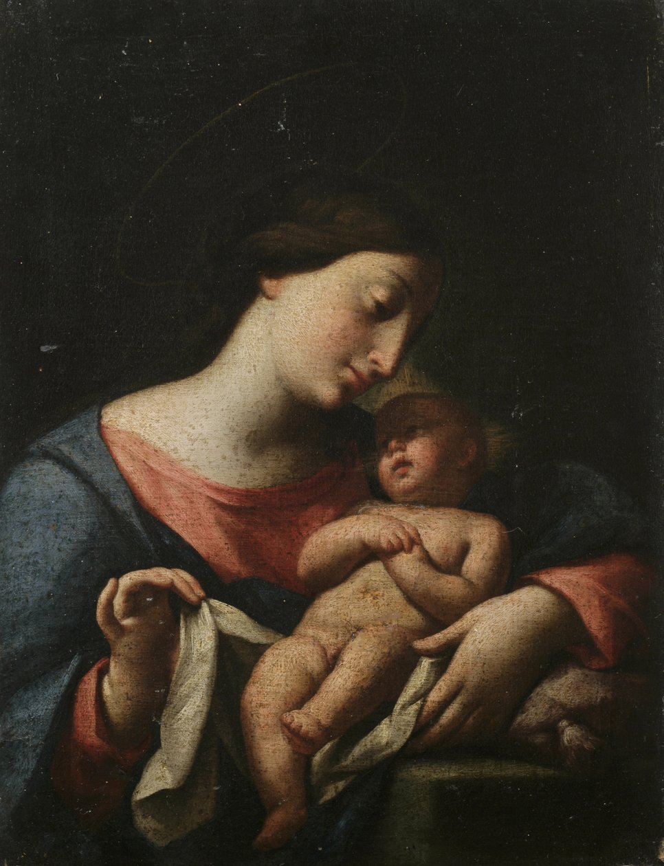 Madonna med barn (olja på duk) av Artist Unknown