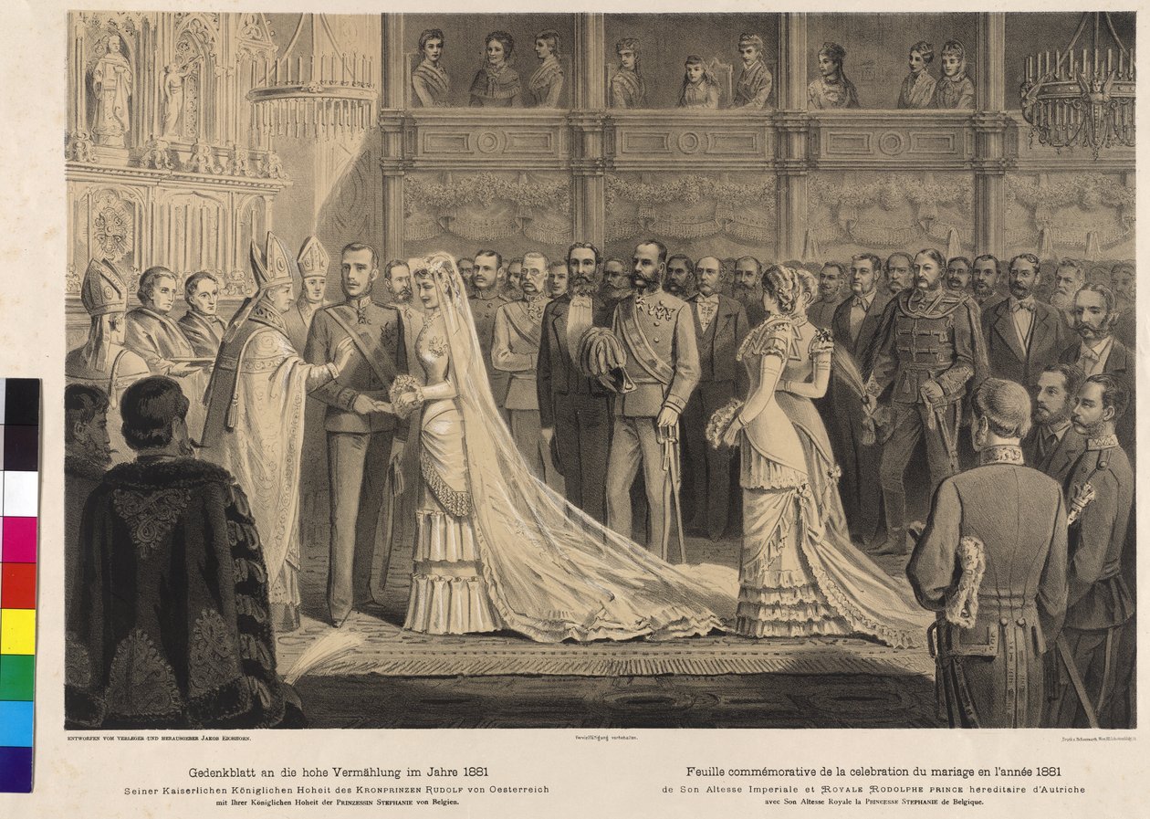 Vigselceremoni mellan kronprins Rudolf och prinsessan Stephanie av Belgien av Artist Unknown