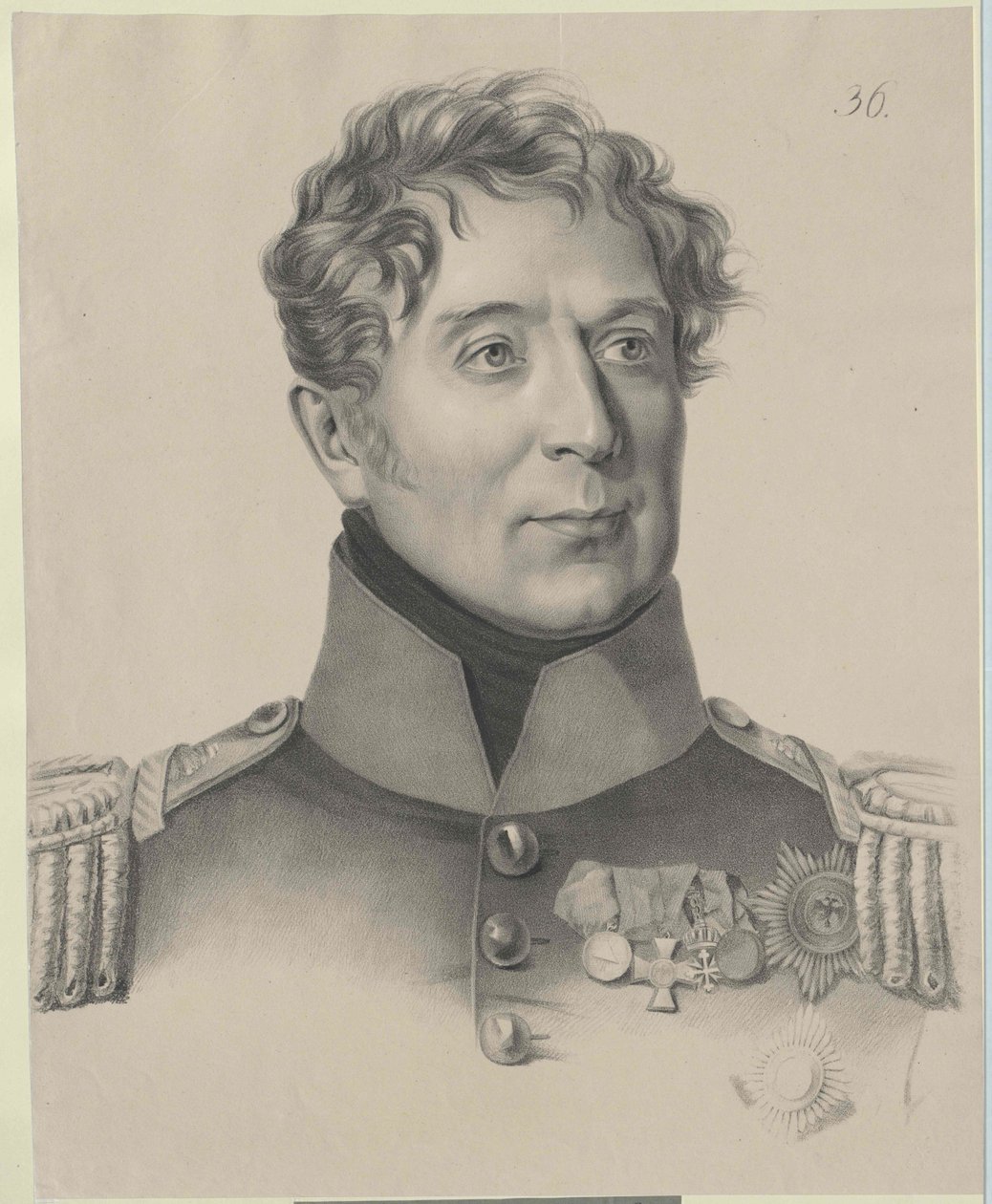 Mikhail Andreyevich greve Miloradovich av Artist Unknown