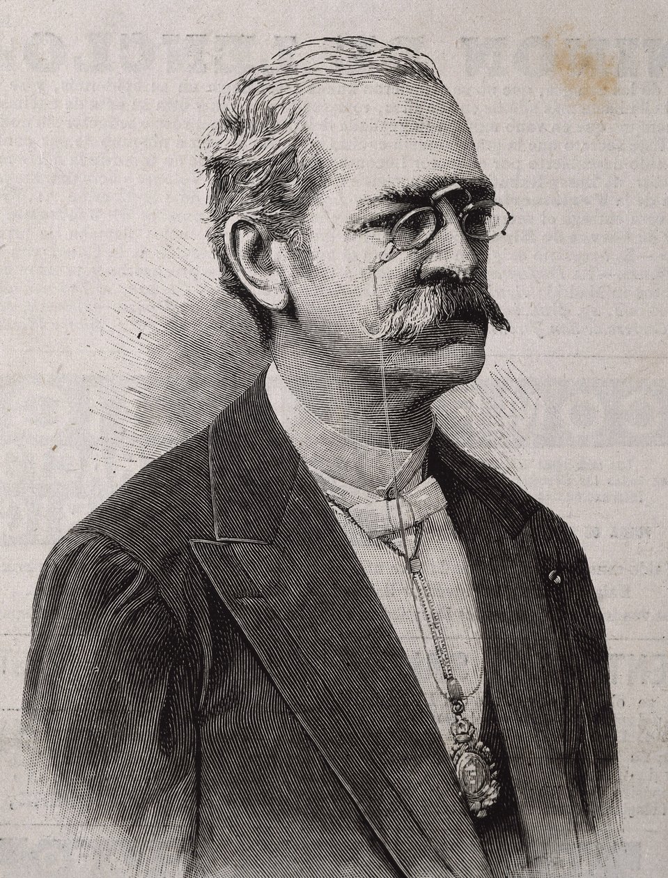 PALMA, Ricardo (1833-1919). Peruansk författare, forskare, bibliotekarie och politiker. Gravyr. av Artist Unknown