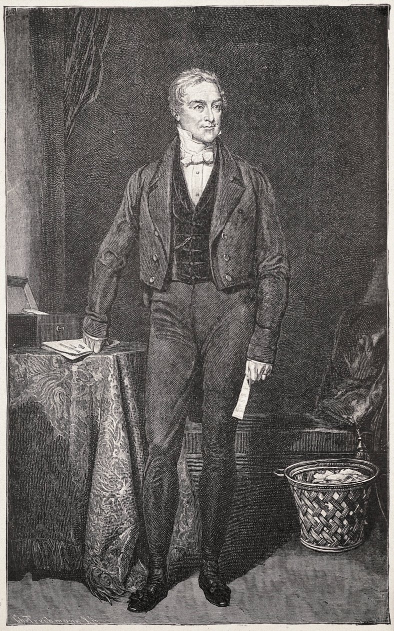 PEEL, Robert (1788-1850). Förenade kungarikets premiärminister (1834-1835 och 1841-1846). Gravyr för Rafael Ward. Gravyr. av Artist Unknown