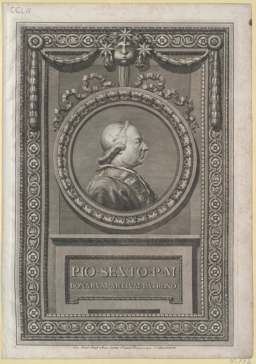 Påve Pius VI (tryck) av Artist Unknown