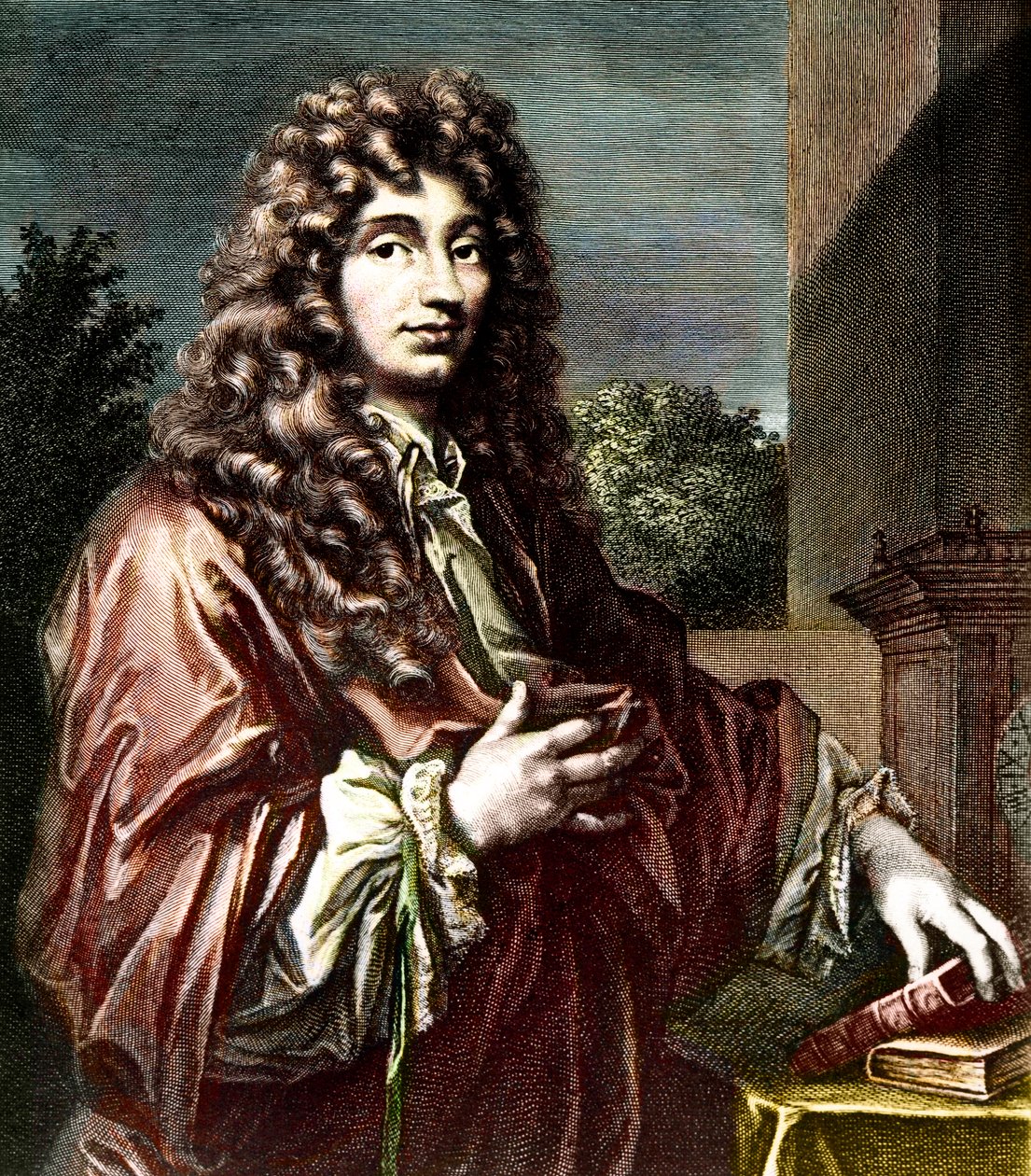 Porträtt av CHRISTIAN HUYGENS (1629-1695) - holländsk matematiker, fysiker och astronom - Kolorerad gravyr - Porträtt av Christiaan Huygens - holländsk fysiker och matematiker (1629-1695). av Artist Unknown