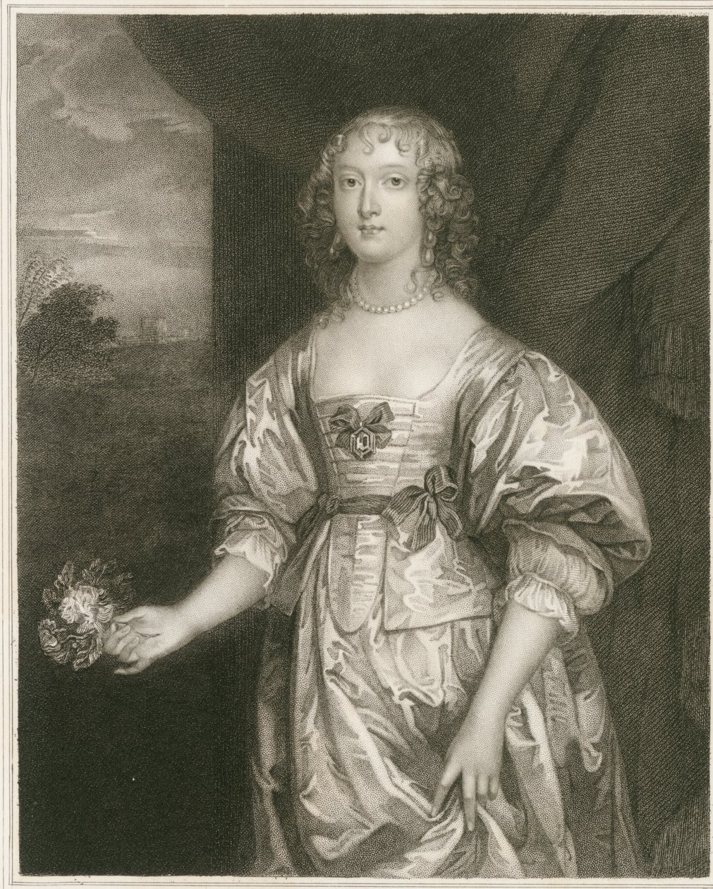 Porträtt av Elizabeth Cecil (gravyr) av Artist Unknown