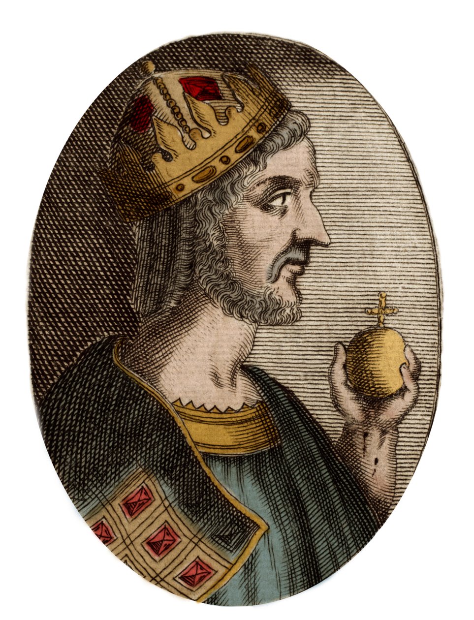 Porträtt av Justinianus I - Porträtt av Justinianus I (den store) (Flavius Petrus Sabbatius Justinianus) (482-565), östromersk kejsare av Artist Unknown