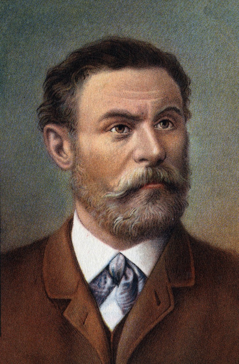 Porträtt av Otto Lilienthal, tysk ingenjör (chromo) av Artist Unknown