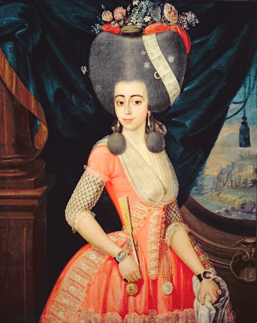 Porträtt av en elegant dam, ca 1790 (olja på duk) av Artist Unknown