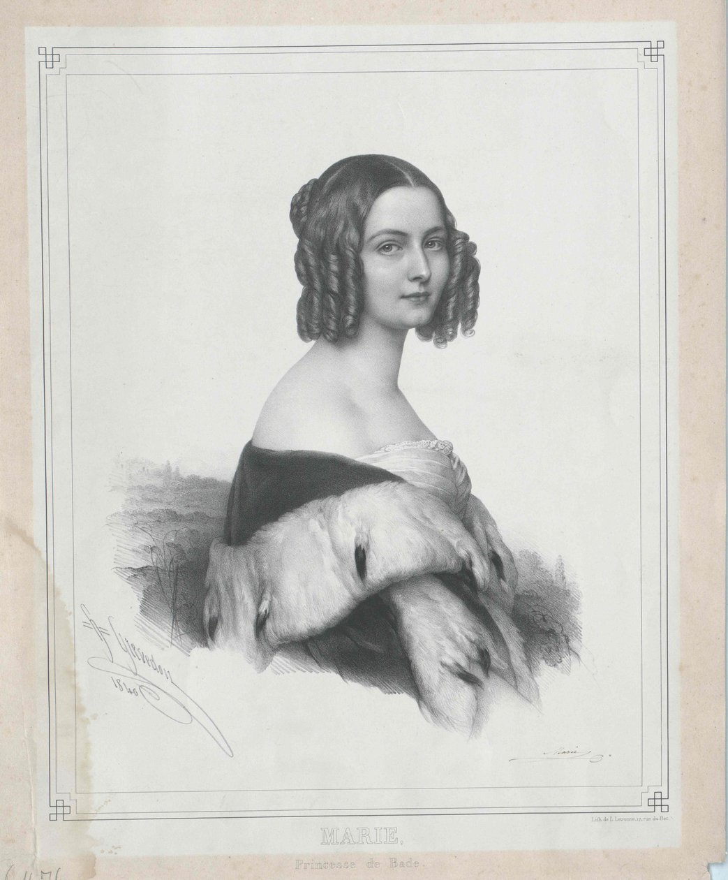 Prinsessan av Baden Marie (tryck) av Artist Unknown