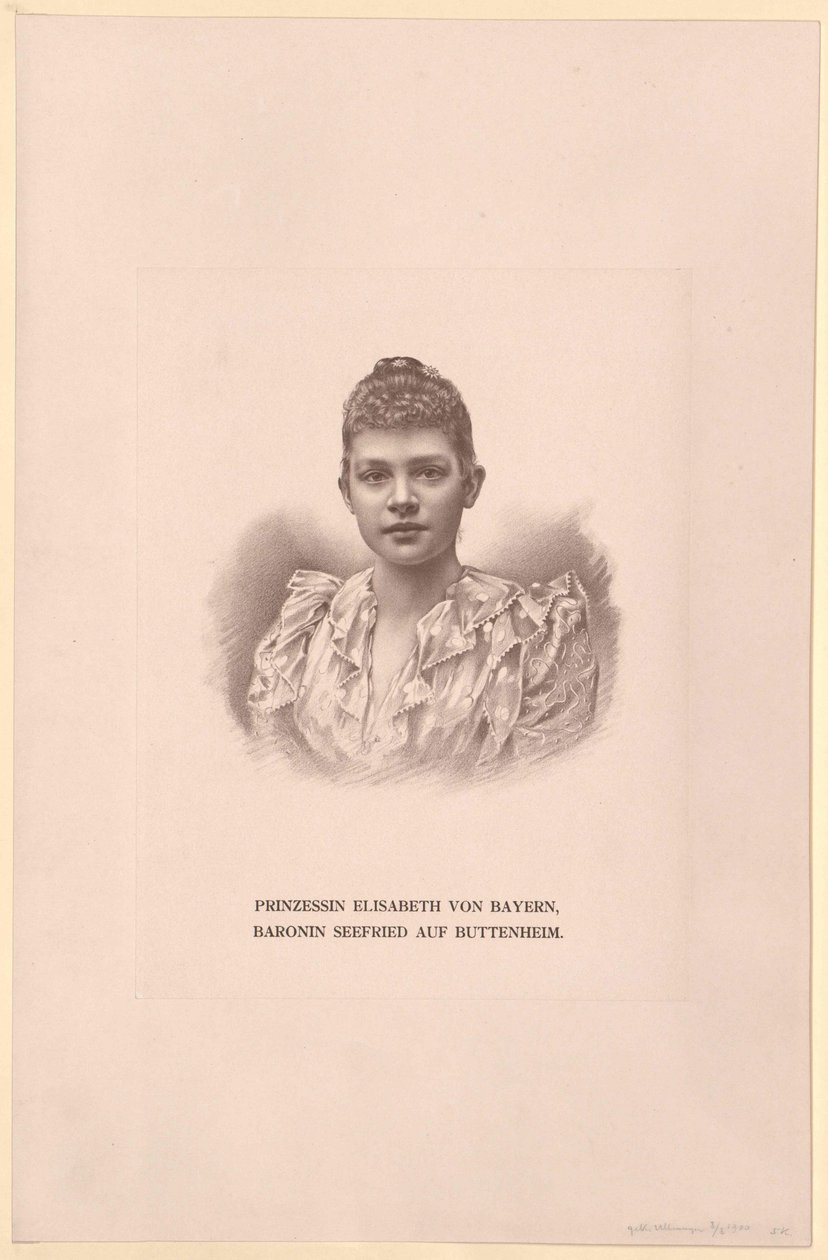 Prinsessan av Bayern Elisabeth (tryck) av Artist Unknown