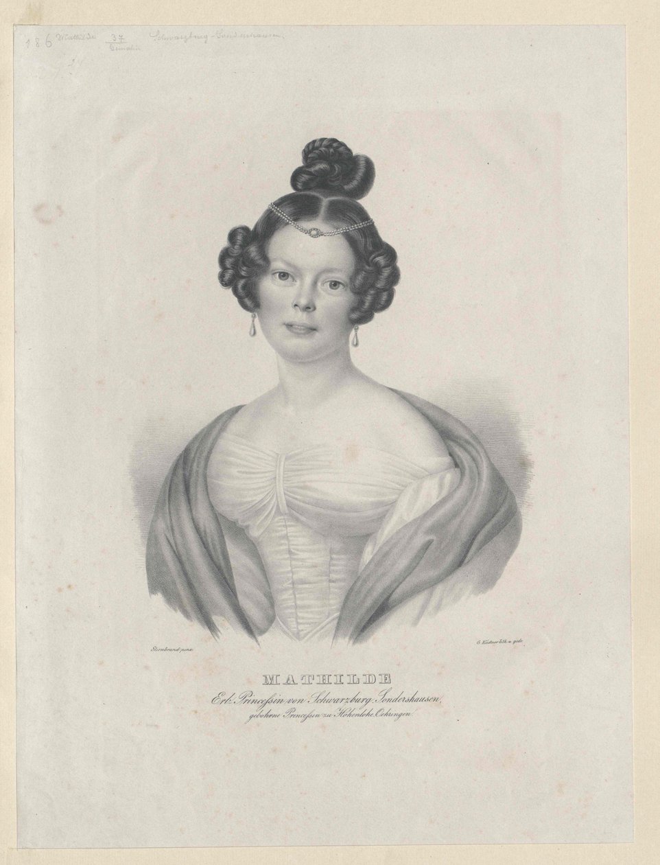 Prinsessa av Hohenlohe-Oehringen Mathilde av Artist Unknown