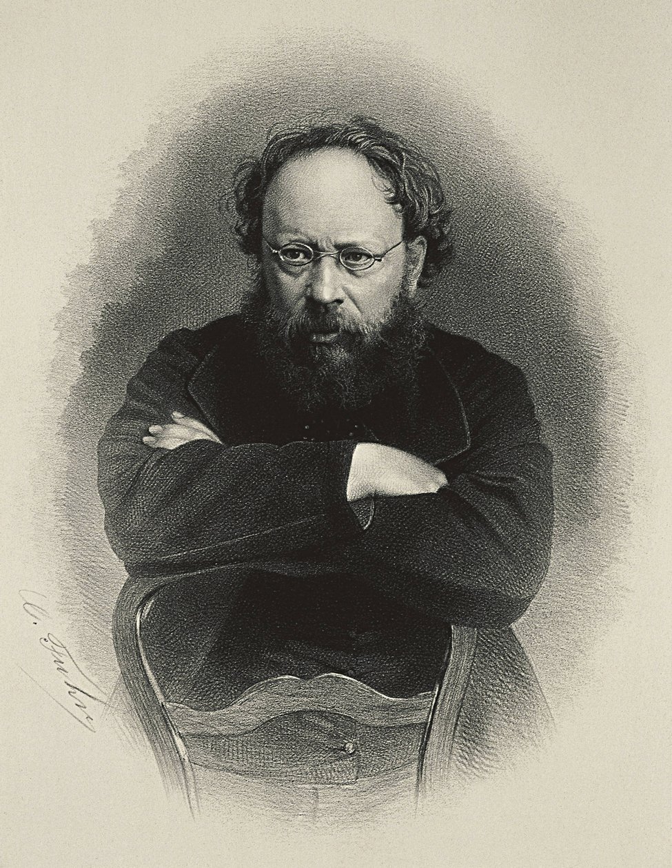 Proudhon, Pierre-Joseph (1809-1865). Fransk socialistisk teoretiker och ekonom. Litografi av Artist Unknown