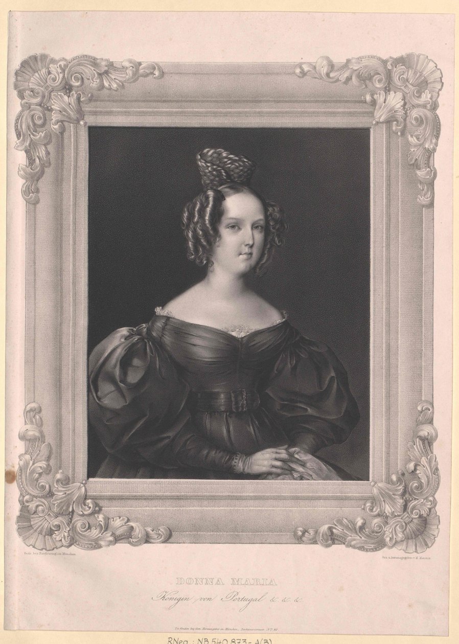 Drottning av Portugal Mary II da honour av Artist Unknown
