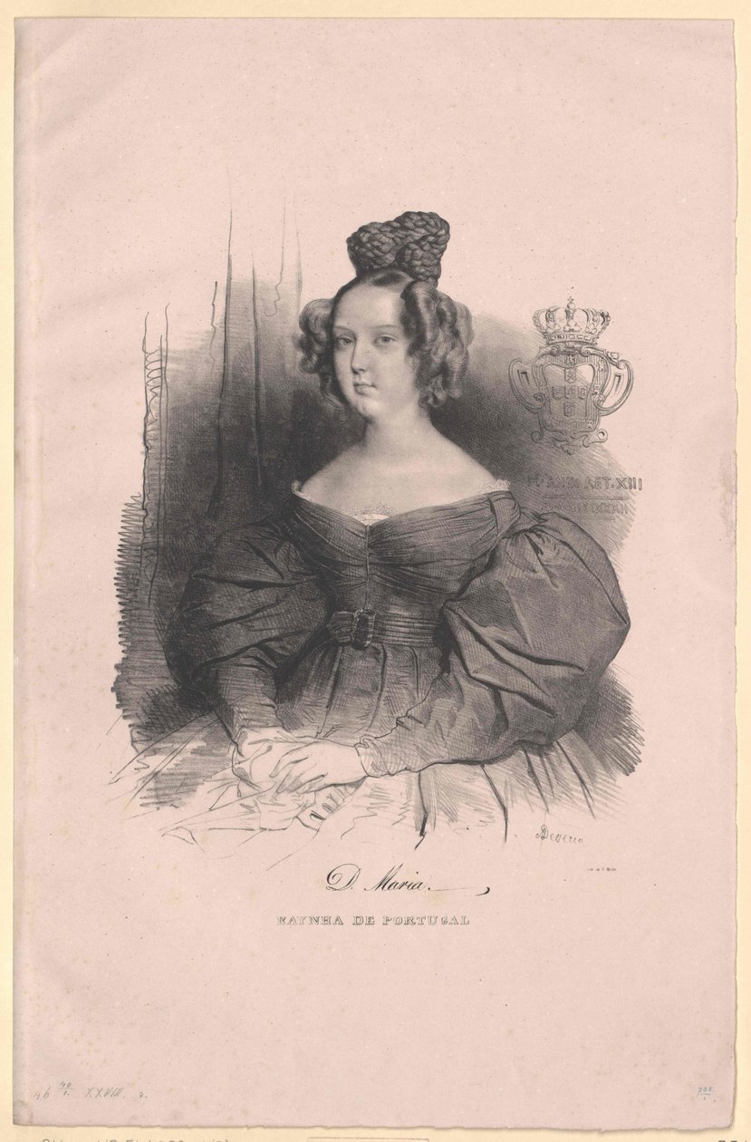 Drottning av Portugal Mary II da honour av Artist Unknown