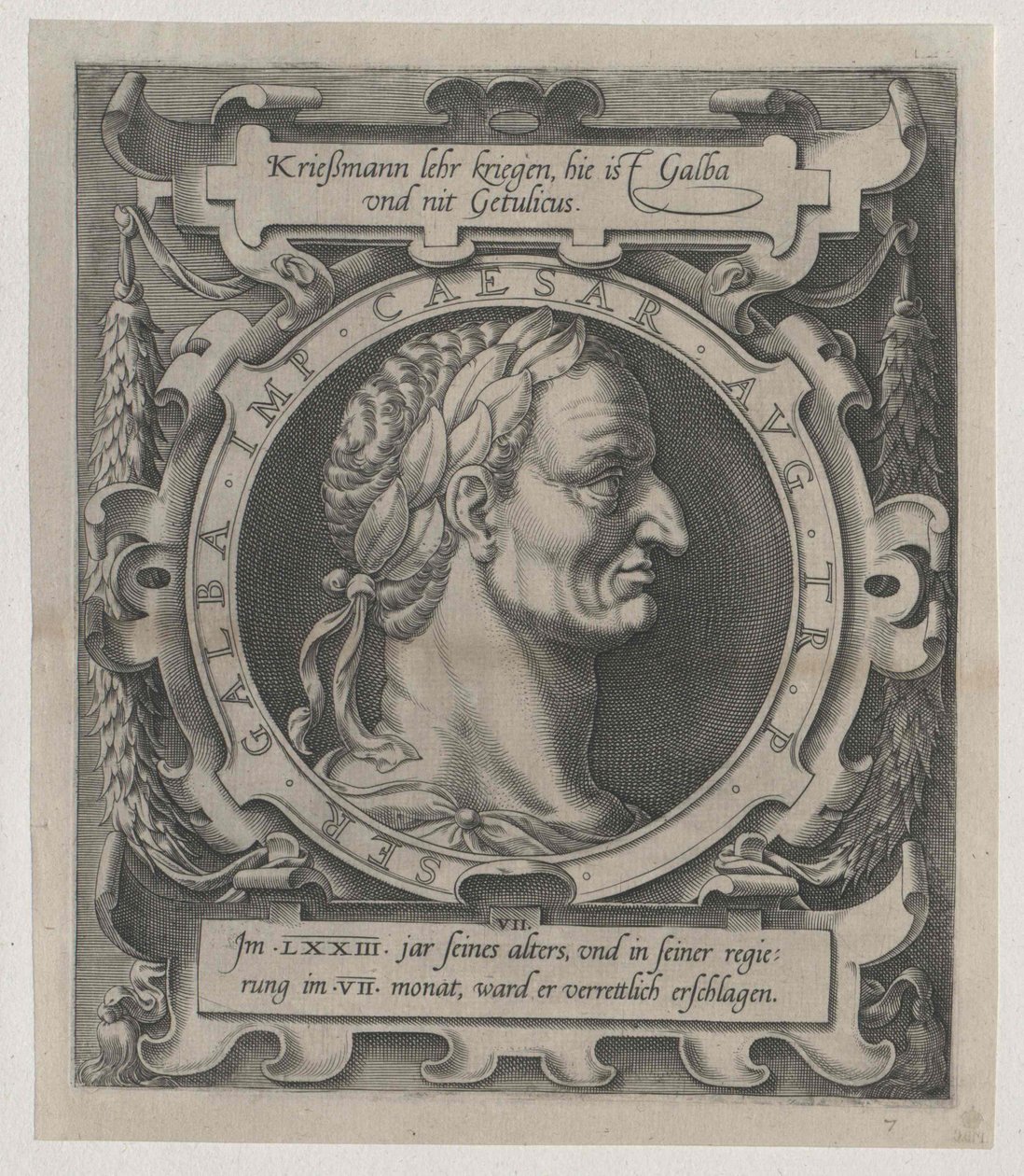 Romerske kejsaren Galba (tryck) av Artist Unknown