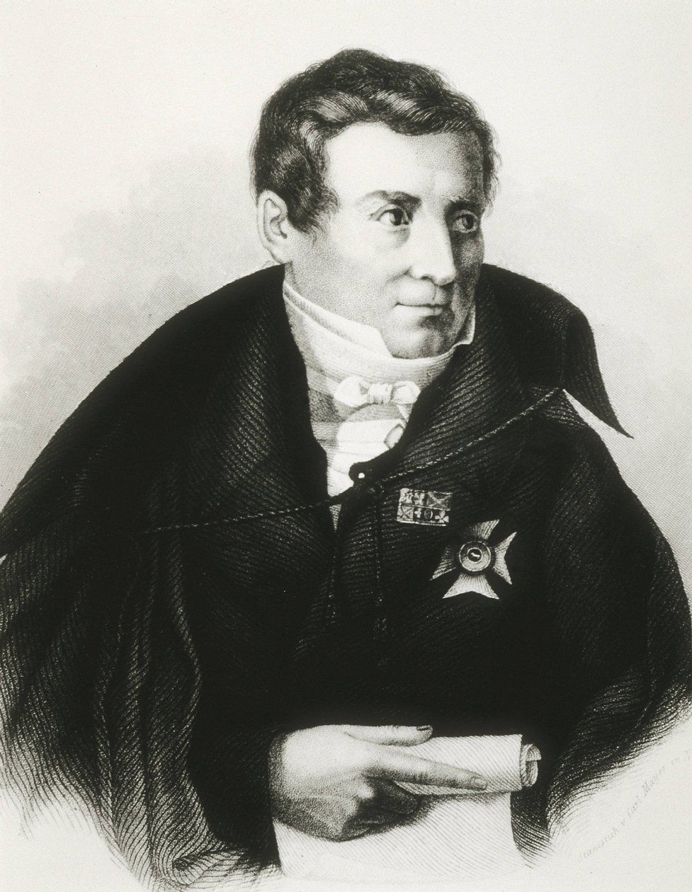 SCHLEGEL, August Wilhelm von (1767-1845). Tysk teoretiker inom romantiken. Litografi. av Artist Unknown