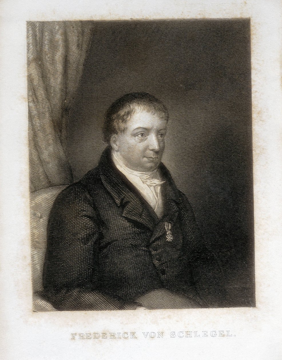 SCHLEGEL, Friedrich von (1772-1829). Tysk poet, kritiker och vetenskapsman. Kritisk ledare för den tyska romantiken. Gravyr. av Artist Unknown
