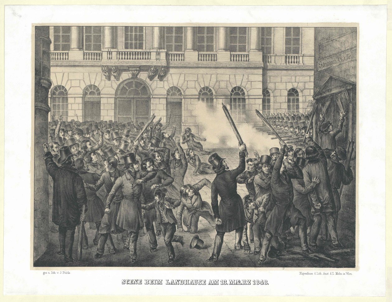 Scen på lantstället den 13 mars 1848 av Artist Unknown