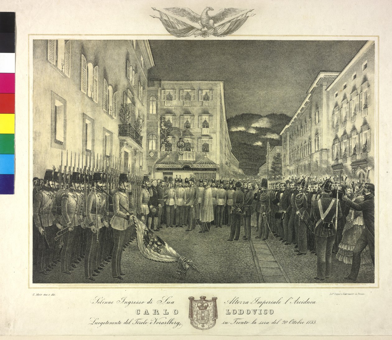 Högtidligt mottagande av ärkehertig Karl Ludwig den 20 oktober 1855 i Trento av Artist Unknown