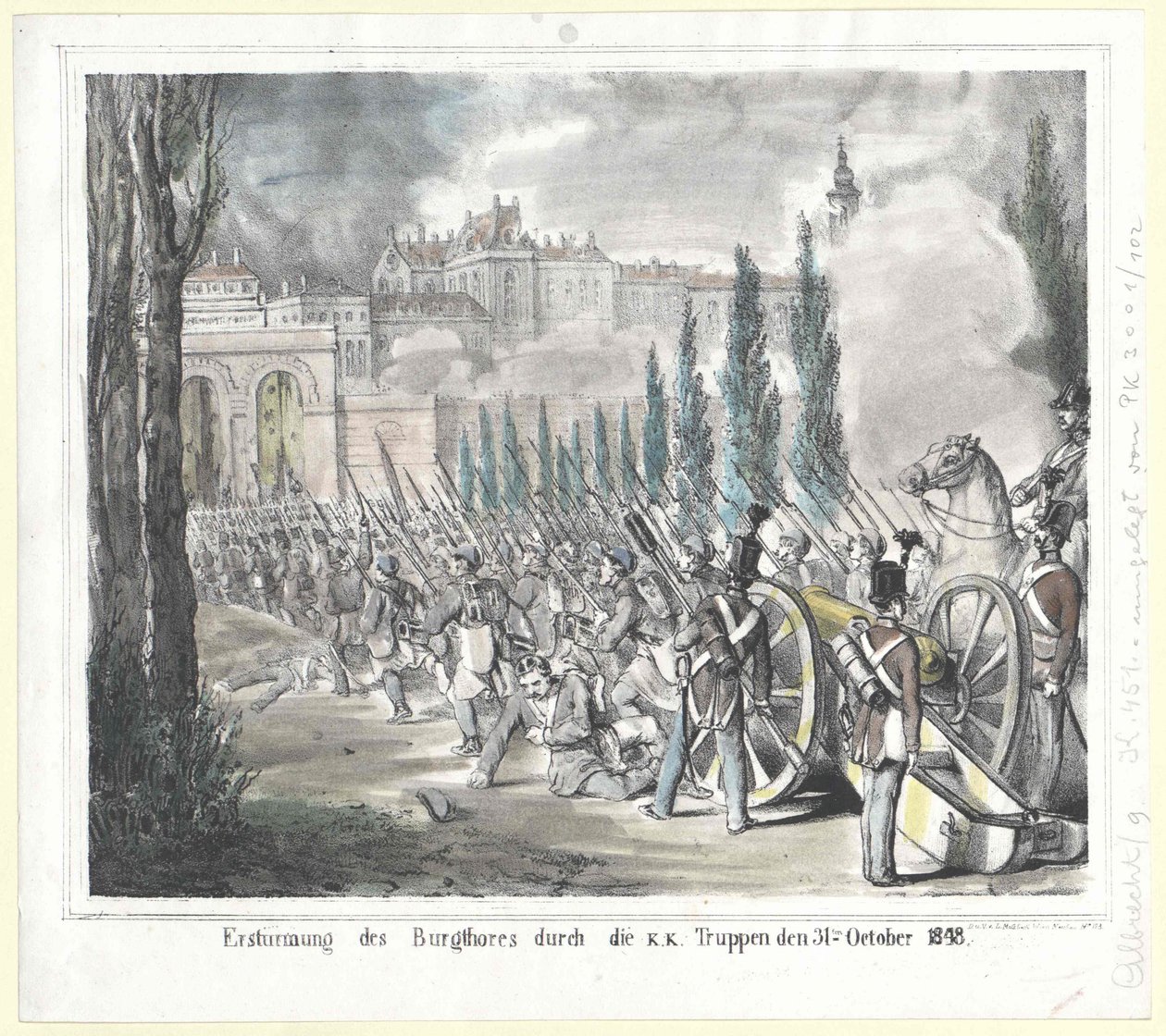 K.K.-truppernas stormning av slottsporten den 31 oktober 1848 av Artist Unknown